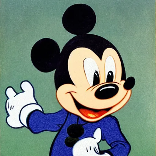 Prompt: mickey mouse painted by vincent van gogh, oil - on - canvas, highly detailed, 8 k