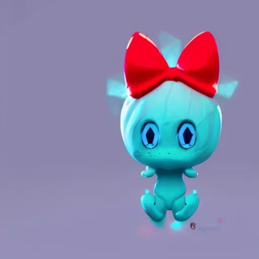 Prompt: a cute cyan character design of a crystal wearing a red headband on top, 4K HD, 3D render