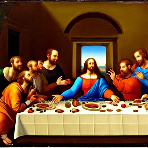 Prompt: renaissance painting of the first supper
