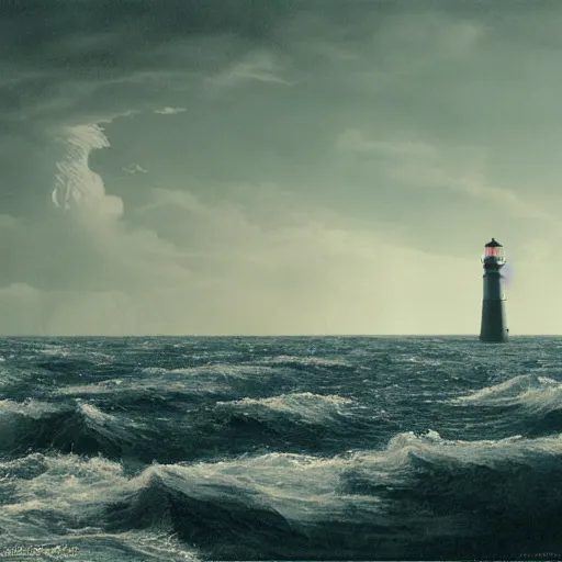 Prompt: a lighthouse over an ocean of potato's, beautiful matte painting