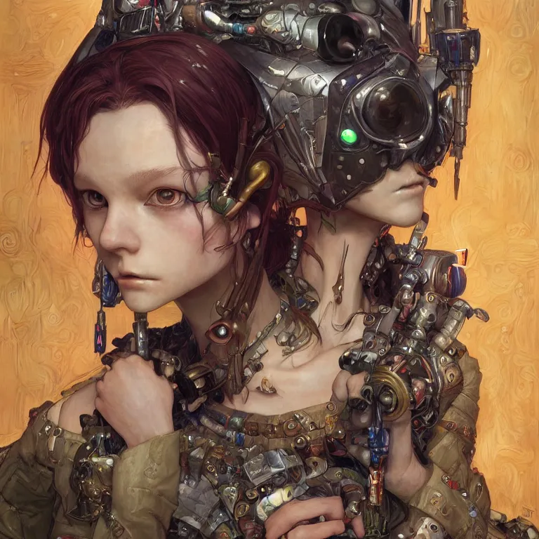 Image similar to portrait of beautiful young goblin, cyberpunk, Warhammer, highly detailed, artstation, illustration, art by Gustav Klimt and Range Murata and Ilya Kuvshinov and Sakimichan