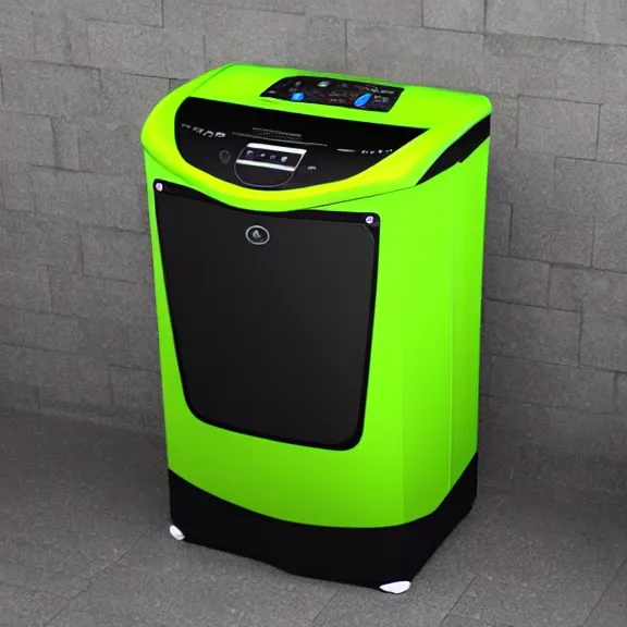Prompt: RGB gaming washing machine manufactured by the company Razor