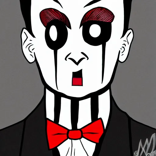 Prompt: pee - wee herman as a death note shinigami, mid portrait, high quality, trending on artstation, 4 k