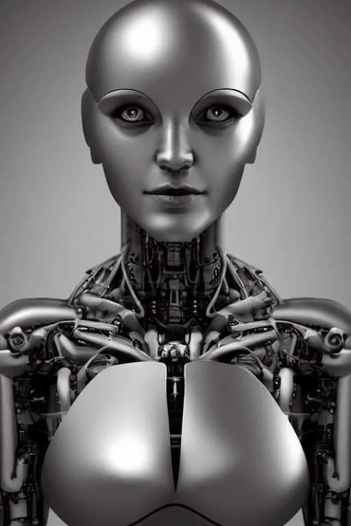 Image similar to robot with human face, female head, woman human face, human face realistic, human head, cyborg frame concept, cyborg by ales-kotnik, sci-fi android female