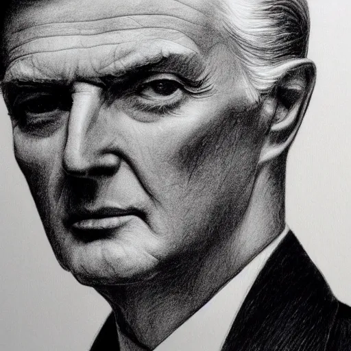 Image similar to pencil illustration of Hubert de givenchy highly detailed, cinematic,