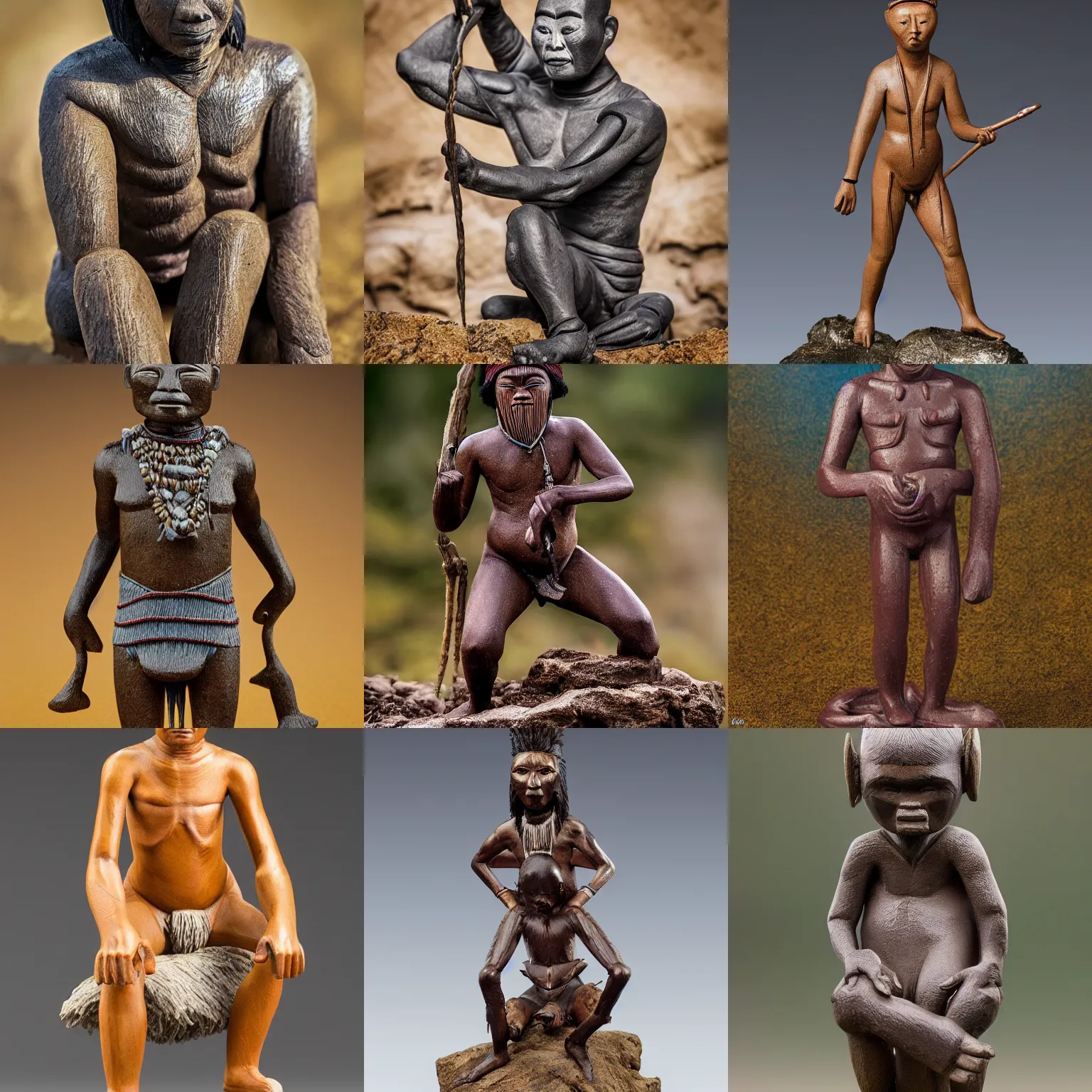 Prompt: a still high quality figurine of a selk ´ nam people by basil gogos, dynamic pose, detailed product photo, sharp focus, tone mapped, epic composition 8 5 mm, f. 1 4, zoom out