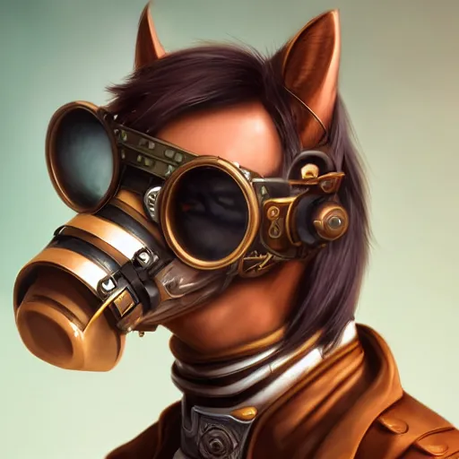 Prompt: a profile picture of a colt with steampunk googles, by ROSS tran, 4k