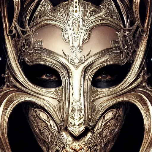 Image similar to Very very very very highly detailed epic photo of face with venetian mask, intricate, dystopian, sci-fi, extremely detailed, digital painting, artstation, concept art, smooth, sharp focus, illustration, intimidating lighting, incredible art by Artgerm and Anton Pieck