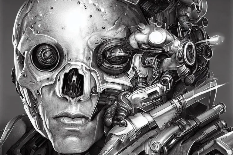 Prompt: “ a extremely detailed stunning portraits of raygun gothic cyborg by allen william on artstation ”