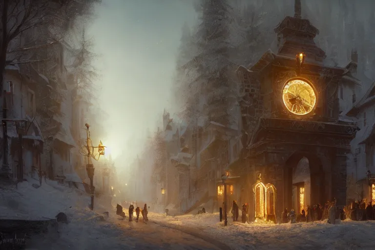 Image similar to a guillotine with christmas lights on it, matte painting, concept art, wide shot, digital art, trending on artstation, 4 k, extremely detailed, realistic, midday, warm colors, golden sunlight, by greg rutkowski, cinematic, epic