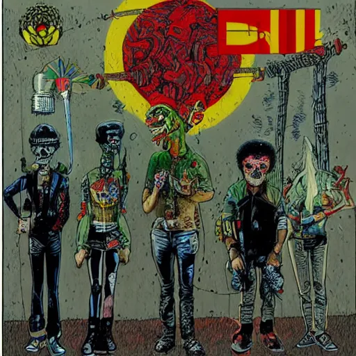 Image similar to punk album cover, psychedelic, enki bilal