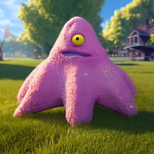 Image similar to hyperreal painting of patrick star from spongebob, realistic, rendered in unreal engine