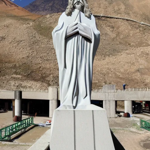 Prompt: giant concrete statue of Christ