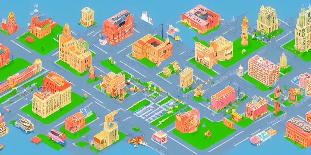 Image similar to cute isometric city