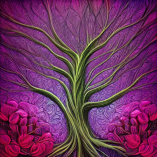 Image similar to digital art, Abstract art, intricate, roots and flowers, trending on artstation, -640