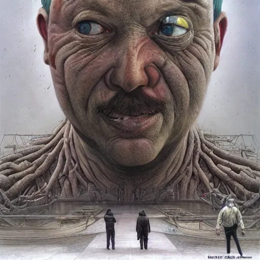 Image similar to paul blart as a mall made out of flesh, highly detailed, environment art, body horror, biopunk, by zdzisław beksinski, peter gric, marco mazzoni