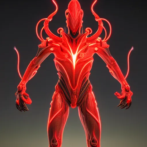 Prompt: stunning symmetric full body character image, predator, Protoss, human, Tsutomu Nihei, 3d octane render, unreal engine, hyper realistic, realistic, white bone armor, soft illumination, human facial features, surrounded in red glowing tendrils of whispy smoke, trending artstation, 4K, insane