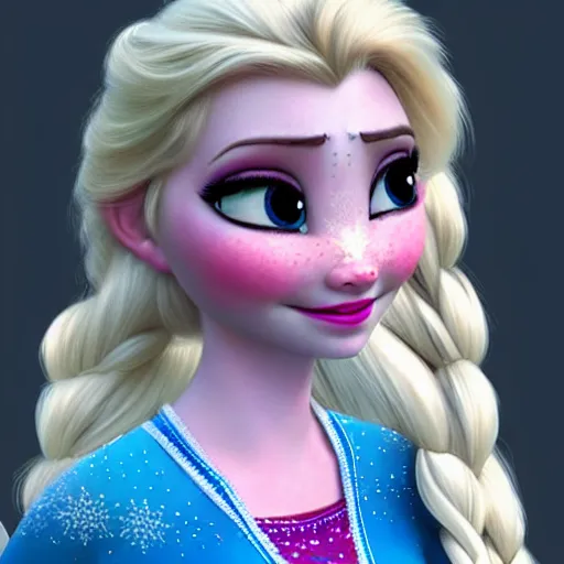 Prompt: Elsa from Frozen as real cute girl photorealistic style