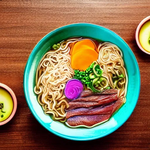 Image similar to a delicious bowl of ramen, colorful, food photography, studio lighting, beautiful composition