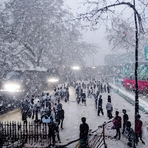 Prompt: photograph of snowing in Dhaka