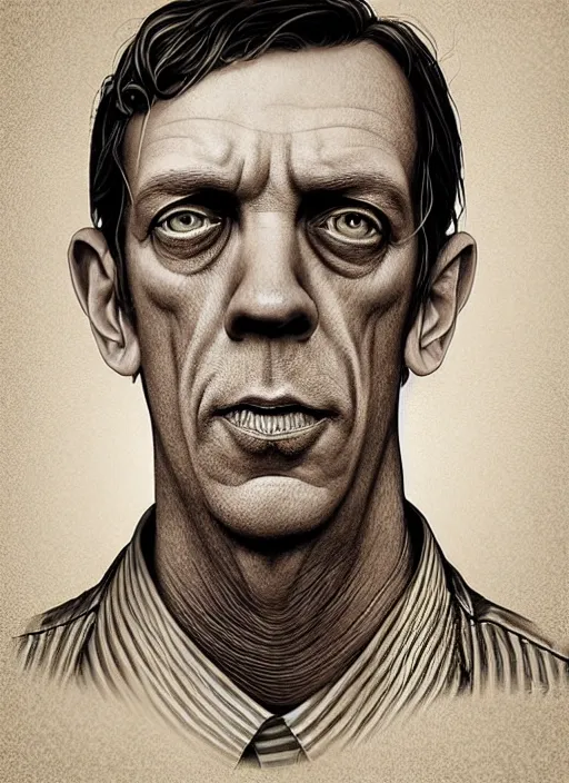 Prompt: lovecraft lovecraftian portrait of hugh laurie, pixar style, by tristan eaton stanley artgerm and tom bagshaw.