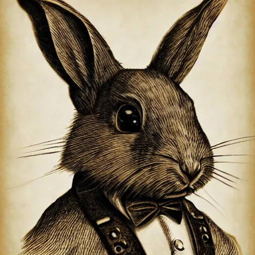 Image similar to photorealistic portrait of a steampunk rabbit