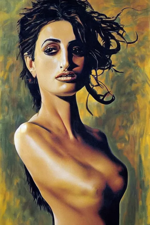 Image similar to oil painting, portrait of penelope cruz, artwork by salvador dali