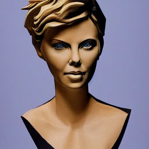 Image similar to paper statue of charlize theron