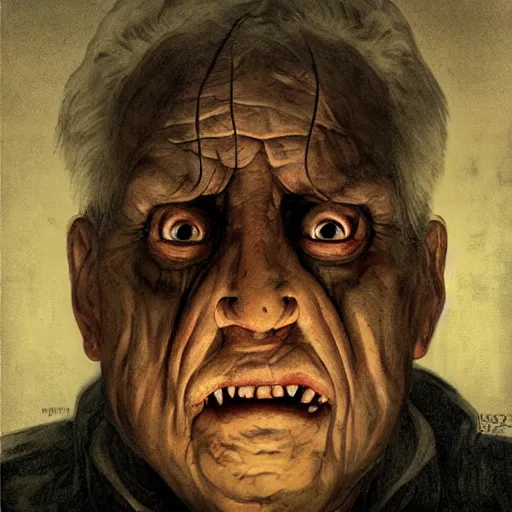 Image similar to Destiny Millns, horror movie poster art, an old man who is a cannibal locked in a room, by Francisco Goya, dirk dziminrsky and Marco Mazzoni