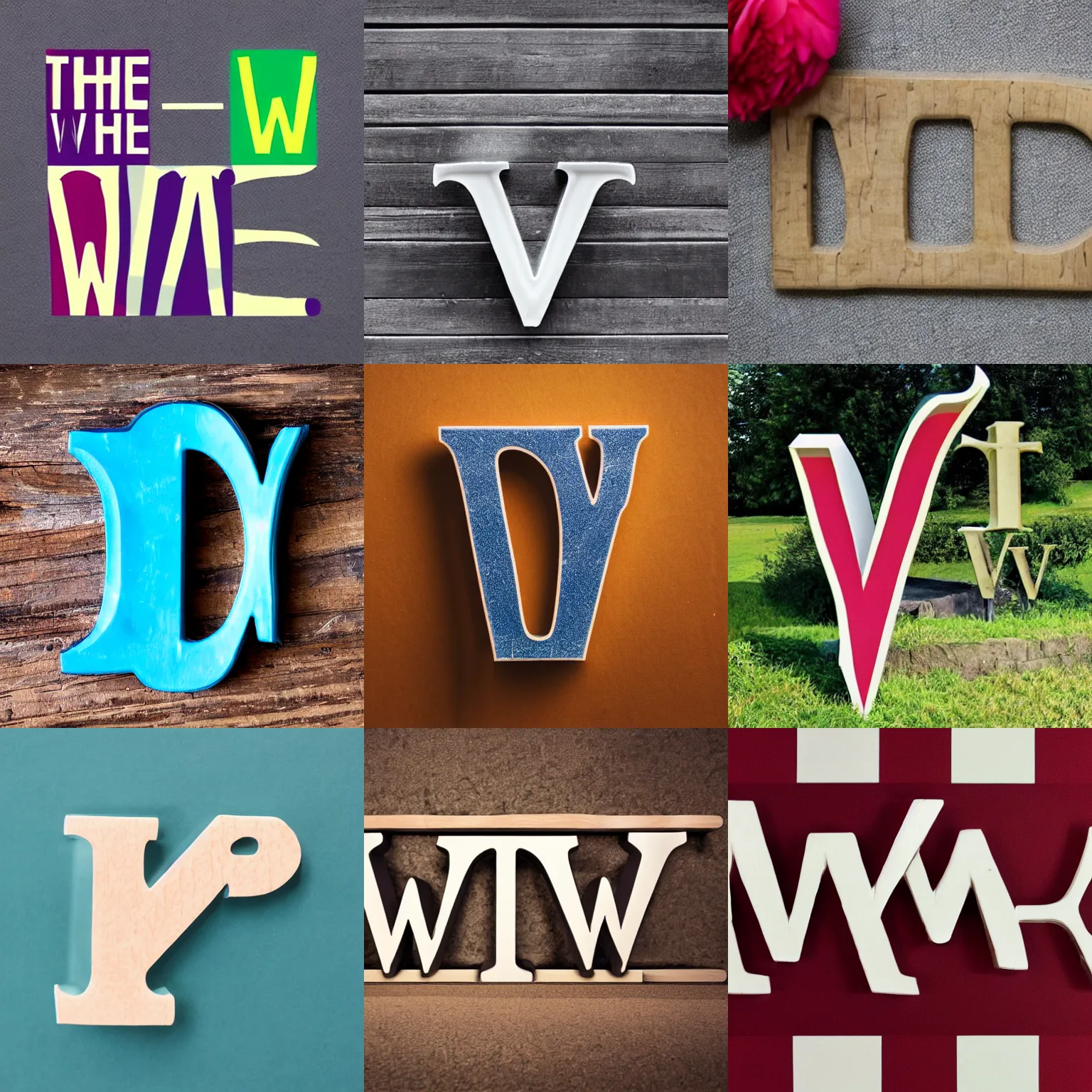 Prompt: the letter W, W