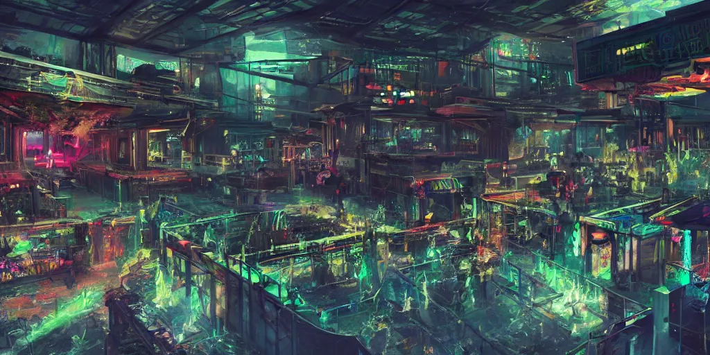 Image similar to a cyberpunk rave in a indoor football stadium, background scene from the old city of babylon, concept art, ultra realistic, 8 k, painting, highly detailed, sci - ci, neon, rain, guns, firearms, robbery, a police car burning