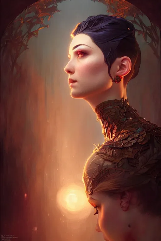 Image similar to the path of chackras closeup filled background around face, fantasy magic, undercut hairstyle, dark light night, intricate, elegant, sharp focus, illustration, highly detailed, digital painting, concept art, matte, art by wlop and artgerm and greg rutkowski and alphonse mucha, masterpiece