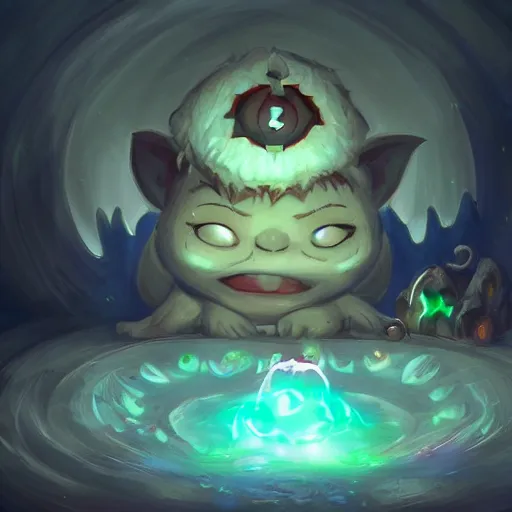 Image similar to a super cute demon playing with his magical power in his home ,chubby,concept art trending on artstation, deviantart, very detailed , glowing effect, magic