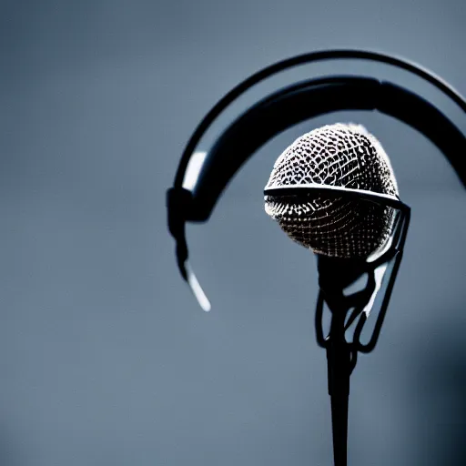 Image similar to A photograph of a bird wearing headphones and speaking into a microphone