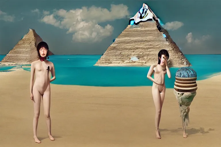 Image similar to lee jin - eun in astronaut dress emerging from turquoise water in egyptian pyramid by dino valls, nicola samuri, conrad roset, m. k. kaluta, martine johanna, rule of thirds, elegant look, beautiful, luxurious