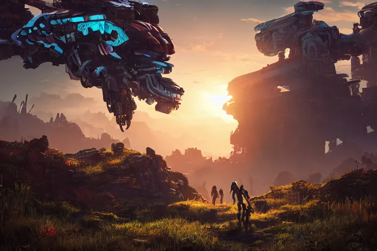 Image similar to scrapper machine mecanical creature robot of horizon forbidden west horizon zero dawn bioluminiscence global illumination ray tracing hdr fanart arstation by ian pesty and alena aenami artworks in 4 k