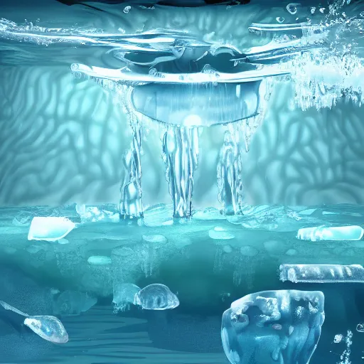 Prompt: icy submerged transparendigitalart leaked aquatic noticing animation communion