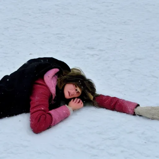 Image similar to kiera knightly making a snow angel