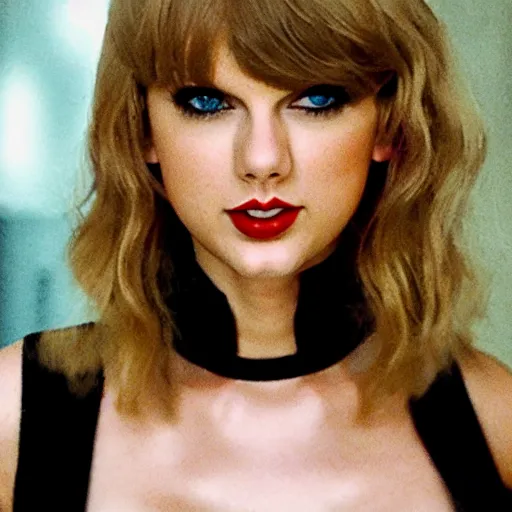 Prompt: Taylor Swift cosplaying as Alex from Clockwork Orange, eyes wide open