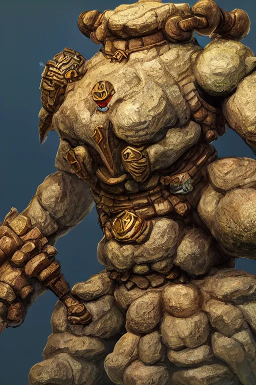 Image similar to zelda fantasy art giant golem troll wood rock greeble gemstone, global illumination ray tracing hdr fanart arstation by sung choi and eric pfeiffer and gabriel garza and casper konefal