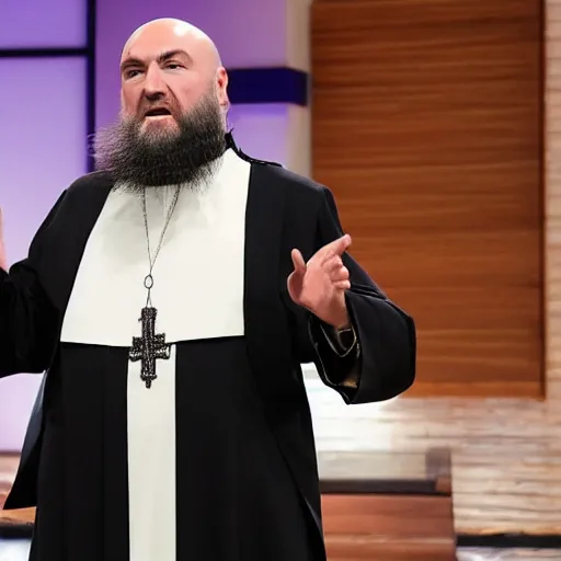Image similar to Orthodox priest beard Kevin O'Leary investing in a company, in Shark Tank (2016)