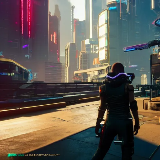 Image similar to Cyberpunk 2077 if it had two more years of development time, in-game screenshot