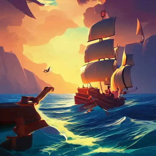 Image similar to painting treasure on sea of thieves game smooth median photoshop filter cutout vector, behance hd by jesper ejsing, by rhads, makoto shinkai and lois van baarle, ilya kuvshinov, rossdraws global illumination