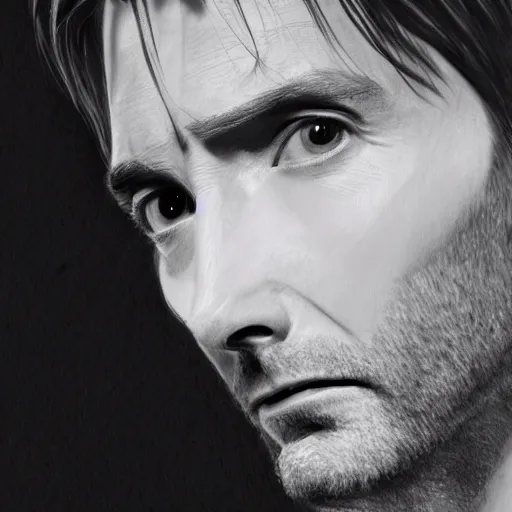 Image similar to david tennant pencil sketch cinematic lighting, render, fantasy