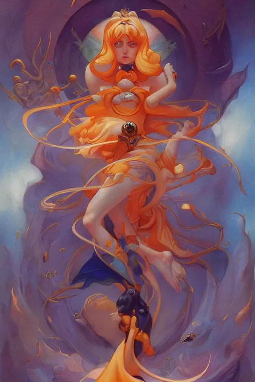 Image similar to Sailor Venus by Peter Mohrbacher in the style of Gaston Bussière, Art Nouveau