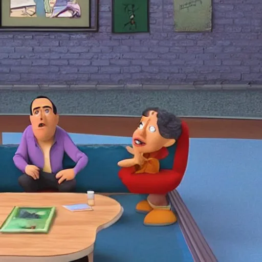 Prompt: Screenshot from Disney Pixar's Seinfeld (2022)