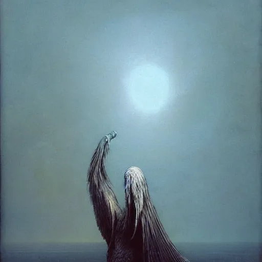 Prompt: gryphon, beksinski