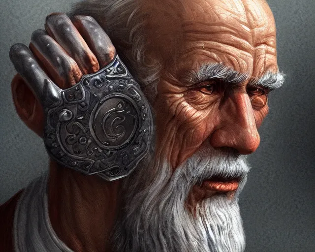 Prompt: old man 1 2 1 2 with rings on all his fingers deep focus 3 3 5 5 d & d fantasy intricate elegant 2 1 9 2 3 highly detailed 8 9 1 1 3 digital painting artstation