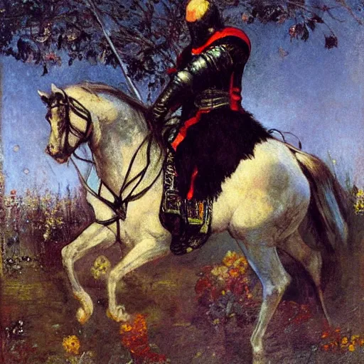 Prompt: Romantic Knight by Viktor Vasnetsov