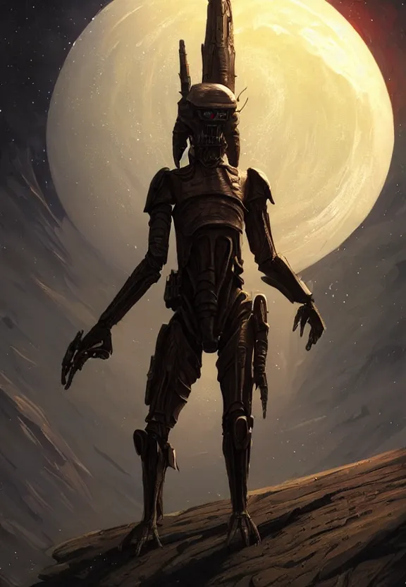 Prompt: highly detailed medium shot portrait of an unknown star wars character as a science fiction alien, in skyrim, stephen bliss, unreal engine, fantasy art by greg rutkowski, loish, rhads, ferdinand knab, makoto shinkai and lois van baarle, ilya kuvshinov, rossdraws, tom bagshaw, global illumination, radiant light, detailed and intricate environment